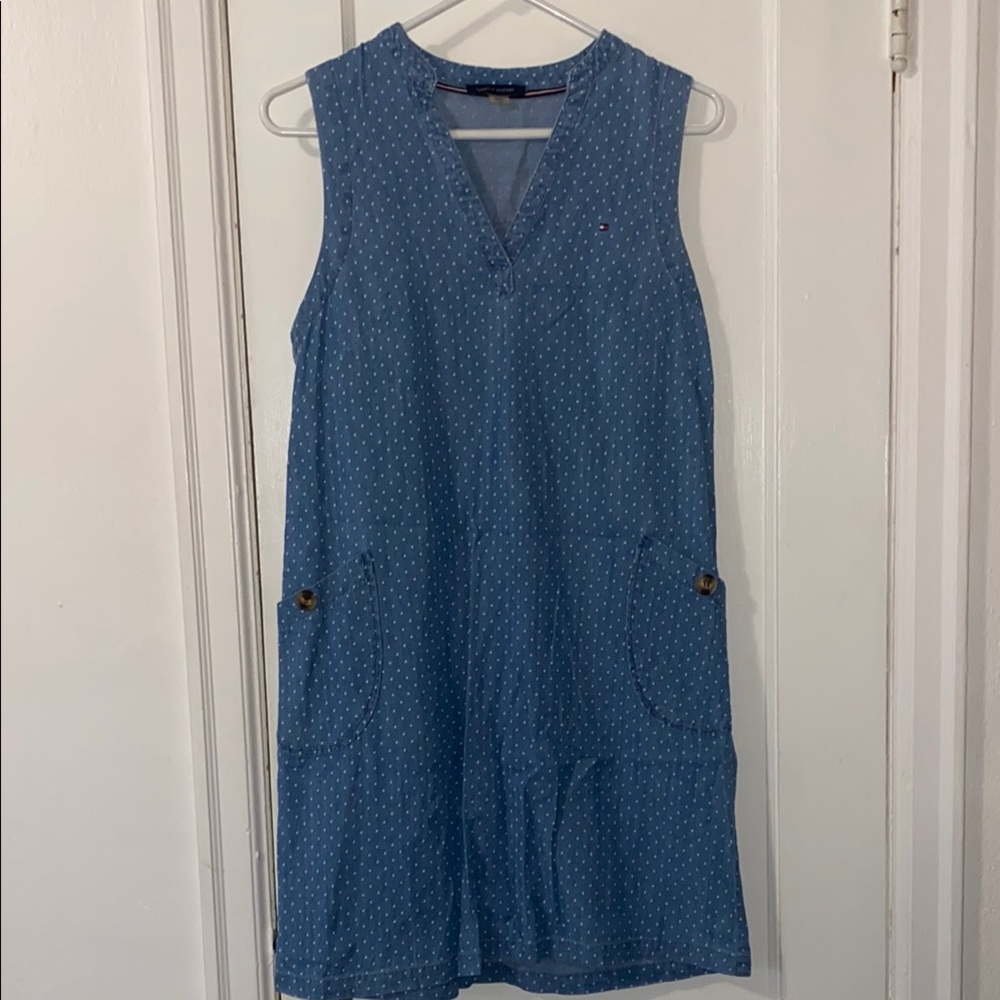 Tommy Hilfiger Blue Polka Dot Sleeveless Shift Dress